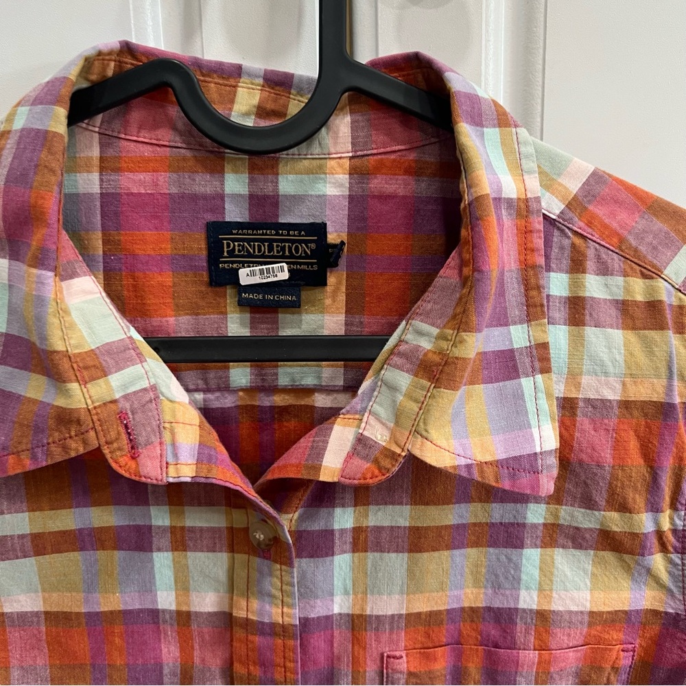 Pendleton women plaid button up shirt size L petite - Picture 3 of 9